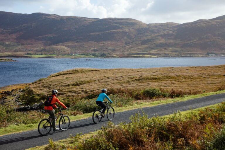 two people cycling cycling in Ireland