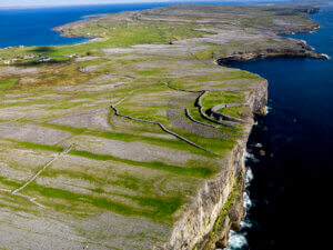 aerial view of land and cliffs best islands in Ireland