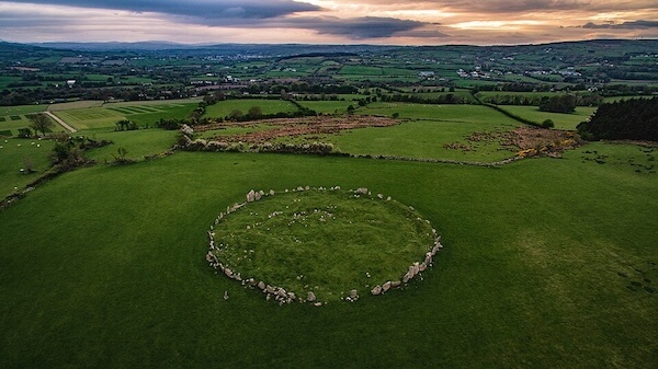 an aerial view of a stone circle Ireland's top ancient sites