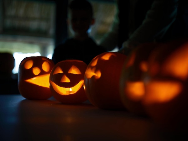 jack-o-lanterns glowing in the dark Halloween in Ireland